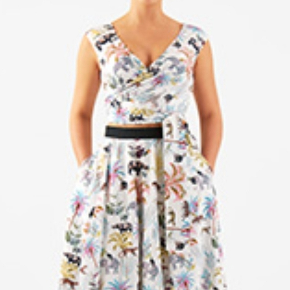 eShakti Plus WILDLIFE PRINT COTTON WRAP AND SKIRT